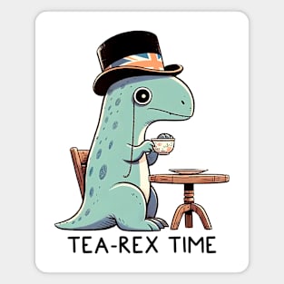 Cute funny tea lover dinosaur pun. Magnet